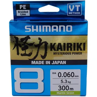 Shimano Fishing Line Kairiki 8, 300 m, 0,16 mm, 10,3 kg, M, Grün