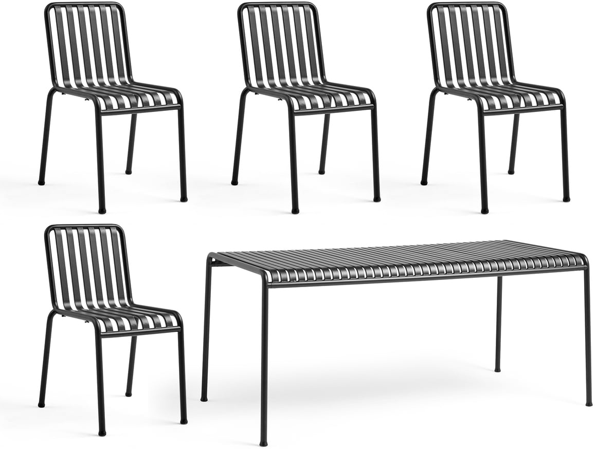 HAY - Palissade Tisch + 4x Chair, anthrazit