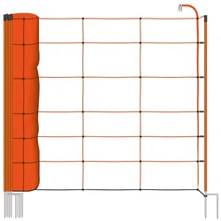 50m VOSS.farming BASIC Elektrozaun-Netz, Schafzaun, Schafnetz, 90cm, 2 Spitzen, orange