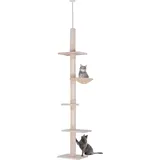 PawHut Kratzbaum Deckenhoch, H230-260 cm, höhenverstellbar Kletterbaum für Katzen, stabil, Beige  Aosom