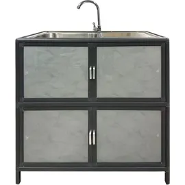 Hti-Living Spüle mit Abtropfläche und Unterschrank 83 x 43 x 0 cm Grau