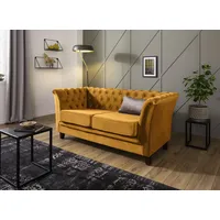 Chesterfield-Sofa HOME AFFAIRE "Dover" Sofas Gr. B/H/T: 175cm x 75cm x 82cm, Samtoptik, gelb (mustard) aufwändige Knopfheftung in Chesterfield-Optik