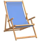 furnicato Klappstuhl Strandstuhl Klappbar Massivholz Teak Blau (1 St) blau