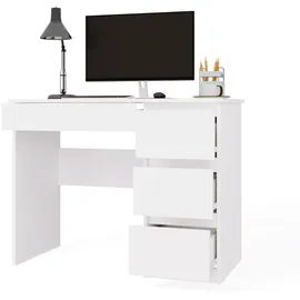 Topeshop Mijas Laptop Desk Rechts Matt Weiss 4 Schubladen - Weiß