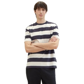 TOM TAILOR T-Shirt, in Streifen-Optik, Gr. XXL, grey beige blue big stripe, , 55692569-XXL