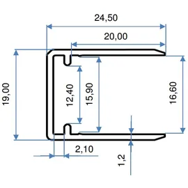 Gutta U-Profil 200 cm 16 mm silber