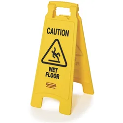 Rubbermaid klappbares doppelseitiges Warnschild "Nasser Boden" | Einsprachig | HxBxT 66x27,9x3,8cm | Gelb von PROREGAL