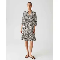 Opus Damen Minikleid | Printkleid WALARI Regular mit femininen Volantstufen Black, 44