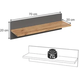 VitaliSpa Wandregal Malia 70 x 20 cm Grau