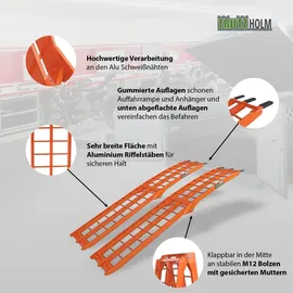 Baumarktplus TRUTZHOLM 2 x Auffahrrampe klappbar 180 cm Traglast 680 kg Alu orange geriffelte Einzelstäbe Verladerampe