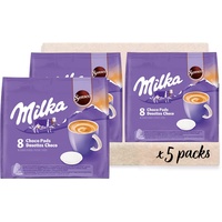 Senseo Milka Kakao Pads, 40 Senseo kompatible Pads, 5er Pack, 5 x 8 Getränke, 560 g