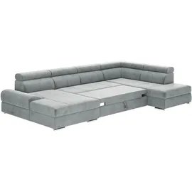 sit&more Wohnlandschaft SIT & MORE "U-Form", grau (hellgrau), B:345cm H:79cm T:213cm, 100% Polyester, Sofas, Wohnlandschaft, mit verstellbaren Kopfteilen, wahlweise mit Bettfunktion