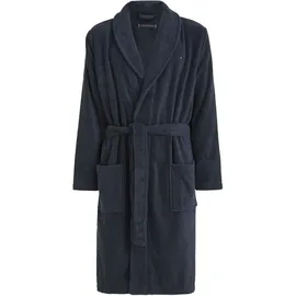 Tommy Hilfiger Bademantel Gr. L, blau (navy), L (52), Baumwoll-Webfrottier, TOMMY HILFIGER UNDERWEAR, Hausmäntel, Bademantel, mit aufgesetzten Taschen