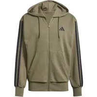 adidas Essentials 3-Streifen French Terry Reißverschlusspullover Olive Strata / Black M