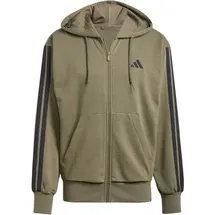 adidas Essentials 3-Streifen French Terry Reißverschlusspullover Olive Strata / Black M
