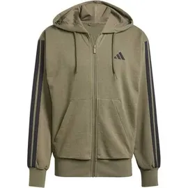 adidas Essentials 3-Streifen French Terry Reißverschlusspullover Olive Strata / Black M