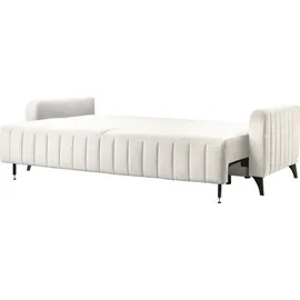 exxpo - sofa fashion 3-Sitzer EXXPO - SOFA FASHION "Grande, Schlafsofa, Dauerschläfer, Microvelours-Bezug, Breite 222cm", beige, B:222cm H:90cm T:100cm, Sofas, mit Bettfunktion und Bettkasten, komfortabler Federkern