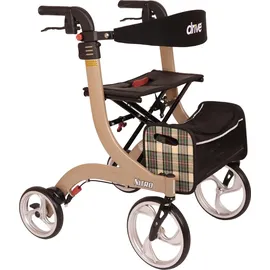 Drive Medical Rollator Nitro Größe L Champagner mit Gepäcknetz und gepolsterter Rückenlehne