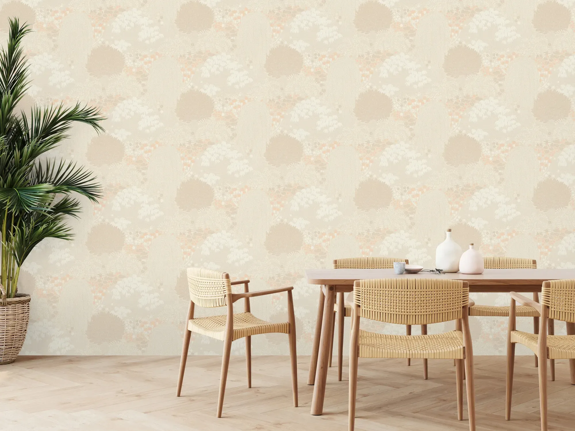 Vliestapete LIVING WALLS "Famous Garden Wald-Tapete Mustertapete Floral Wald", beige (beige,creme,rosa), B:0,53m H:0,02m L:10,05m, Vlies, Tapeten, Vliestapete Pflanzen für Schlafzimmer Küche Wohnzimmer Wald Design