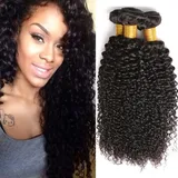 Kinky Curly Human Hair Bundles Menschliches Haar Brasilianisches Echthaar Tressen Locken Brazilian Virgin Hair Bundles Curly Weave Bundles Human Hair Total 300g 12 14 16 Inch