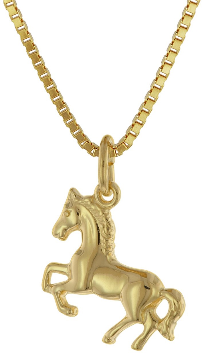 trendor 75715 Mädchen-Halskette mit Pferdchen Gold auf Silber 925