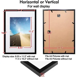 luxuskollektion Bilderrahmen A3 Holzrahmen Acrylglas Passepartout Fotos