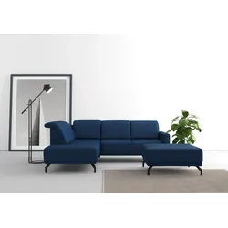 Ecksofa SIT & MORE "Bailando L-Form", blau, B:249cm H:84cm T:205cm, Sofas, wahlweise mit Kopfteilverstellung und Vorziehsitz, motorisch