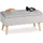 Relaxdays Sitzbank mit Stauraum, Samtbezug, 40 L, gepolstert, Holzbeine, Flur, 2er Truhenbank, 41 x 80 x 40 cm, hellgrau, Holz