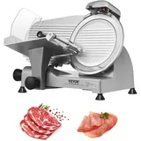 Vevor Kommerzieller Fleisch Allesschneider 340 W, Elektrische Aufschnittmaschine Lebensmittelschneider mit 25,4 cm-Kohlenstoffstahlklinge, 0–15 mm Einstellbare Dicke für Fleisch, Käse, Gemüse usw.