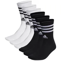 Adidas Unisex Socken, 6er Pack - 3-Streifen Cushioned Crew, Logo, Streifen, gepolstert Schwarz/Weiß 37-39