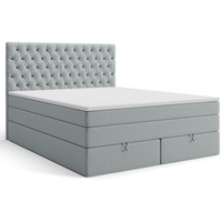 Boxspringbett Lyon mit Bettkasten Matratze Topper Doppelbett 140 x 200 cm Bonellmatratze H3 Farbe: Swing 16 - hellgrau