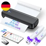 Portable Mobiler Drucker A4 Für Unterwegs, Kabellos Bluetooth Thermodrucker Klei