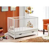 ASM-Moebel Kinderbett Cypi II Plus 60x120 cm mit einer Matratze weiß matt + Schublade - Weiß