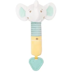 Kikkaboo Baby Stofftier mit Rassel, Beißring 27 cm für zuhause und unterwegs gelb