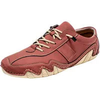 Barfußschuhe Herren Damen Leder Rutschfester Barfuss Schuhe Wasserdichte und Atmungsaktive Ergonomischer Orthopädische Barfussschuhe Low Top Outdoor Bequeme Barefoot Shoes Für Unisex - 42 EU