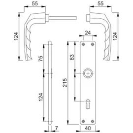 HOPPE Birmingham 1117/202SP Alu. F1 OB 72mm DIN L/R