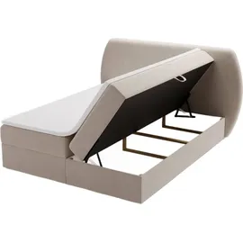 kaiser möbel Schlafzimmerbett Bloom mit abgerundetem Kopfteil, Stoff Komodo Dunkelbeige 120x200 cm - Beige