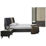 Xlmoebel Komplettschlafzimmer Fünfteilige Sets für ein modernes, luxuriöses Schlafzimmer, (5tlg Schlafzimmer Set(Bett + Nachttisch + Kleiderschrank + Kommode), Hergestellt in Europa grau