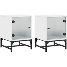 vidaXL Nachtschrank mit Glastüren 35 x 37 x 50 cm Weiß