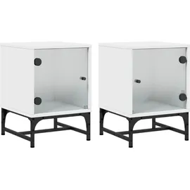 vidaXL Nachtschrank mit Glastüren 35 x 37 x 50 cm Weiß