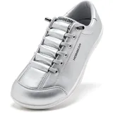 HOBIBEAR Damen Herren breite minimalistische Barfuß-Mode Turnschuhe Zero Drop Schuhe, silber, 42 EU - 42/43 EU Weit