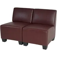 Mendler Modular 2-Sitzer Sofa Couch Lyon, Kunstleder ~ rot-braun, ohne Armlehnen