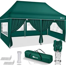 tillvex Faltpavillon 3 x 6 m inkl. 6 Seitenteile Grün