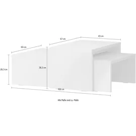 PLACES OF STYLE "Piano", beige (beige hochglanz, beige hochglanz), B:102cm H:38cm T:67cm, Tische, Couchtisch, UV lackiert, 2-er Set