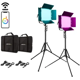 walimex pro LED Rainbow 100W RGBWW Set 2 (2x Rainbow 100W, 2x Lampenstativ GN-806), Hintergrundsystem