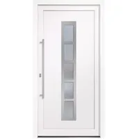 HORI® Haustür Eingangstür Komplettset – Robuste Hauseingangstür mit moderner Optik, hoher Wärmedämmung & Sicherheit, I Farbe: weiß I DIN links I Modell: Frame I 208 x 108 cm