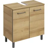 Saphir Waschbeckenunterschrank SAPHIR "Quickset 919 Unterbeckenschrank, Riviera Eiche quer Nachbildung", braun (riviera eiche quer nachbildung), B:60cm H:62cm T:33cm, Holzwerkstoff, Schränke, Waschbeckenunterschrank, Waschbeckenschrank inkl.