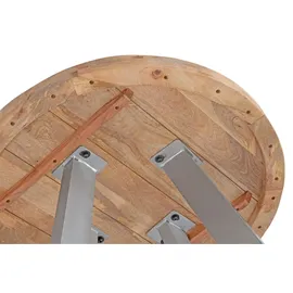 sam möbel gmbh Esszimmertisch rund 100 cm Mangoholz naturfarben silber Adelina - Hellbraun
