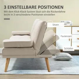 Homcom Schlafsofa Leinenoptik 3-Sitzer Grau/Beige