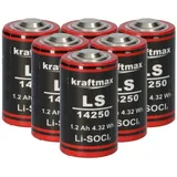 XCell 6x Kraftmax Lithium 3,6V Batterie LS14250 1/2 AA - Zelle ER14250 Li-SOCl2